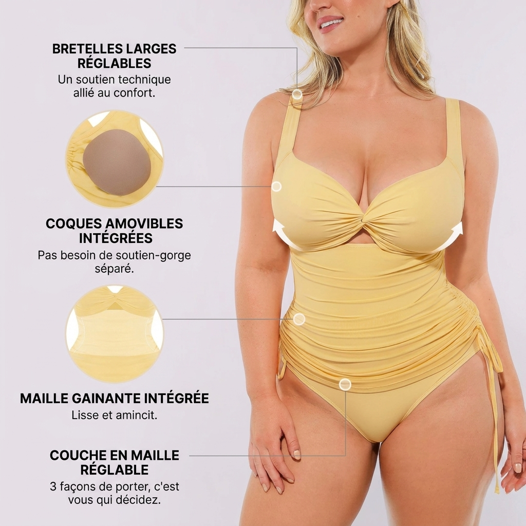 Maillot de bain une pièce gainant — la silhouette que tu mérites, sans effort.